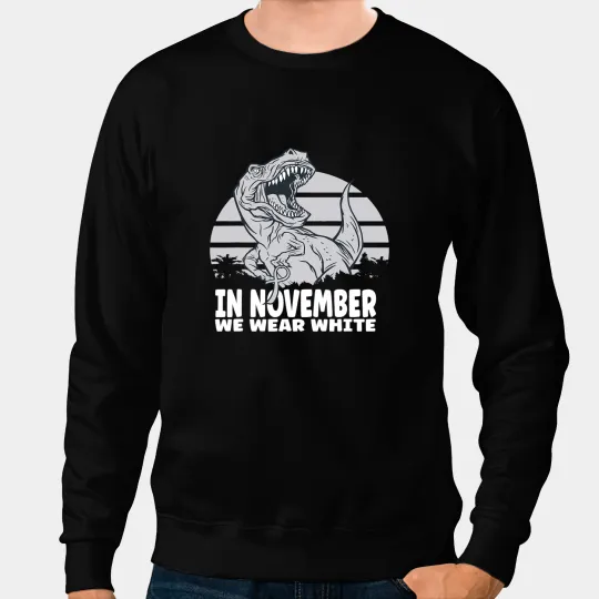 Dinosaur Dino vintages Dinosaur White Ribbon Lung Cancer Awareness Product Sweatshirts