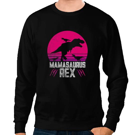 Dinosaur Dino vintages Retro 3 Kids Mamasaurus Sunset Funny Gift For Mother Sweatshirts