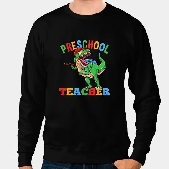 Dinosaur Dino Preschool Teacher TRex Dinosaur Back To School Boys Sweatshirts