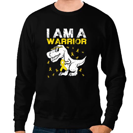 Dinosaur Dino Warrior Childhood Cancer Awareness Dinosaur Boys Kids Sweatshirts