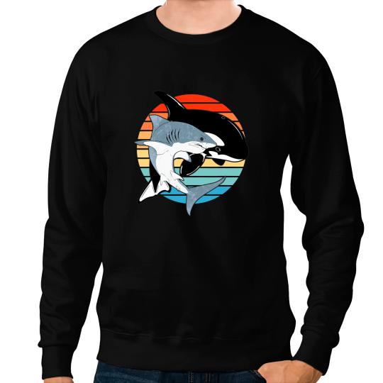 Ocean Shark White Shark and Orca vintages Sunset Shark Day Sweatshirts