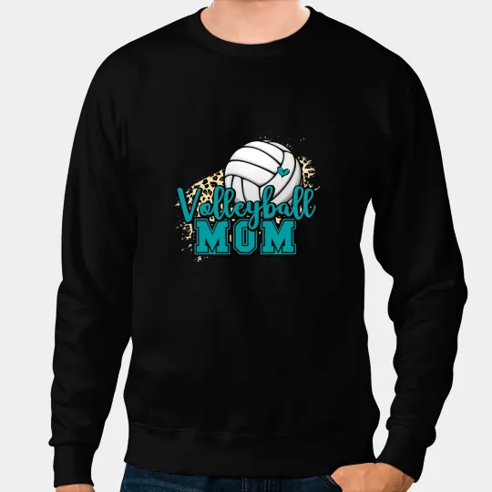 Volleyball Gift mom volleyball teal leopard mors day Sweatshirts