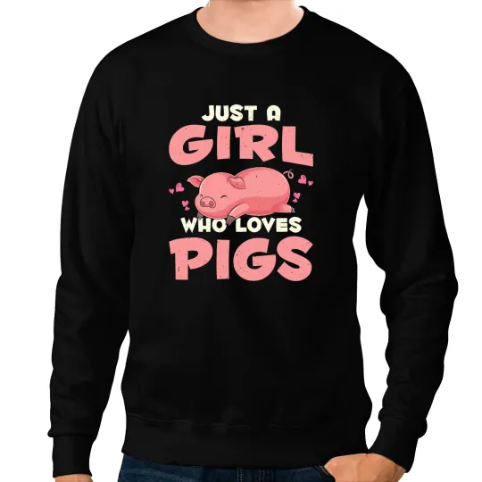 Pig Farm Animal Pig Lover Girls Women Cute Piglet Sleeping Pig 68 Piggy Sweatshirts