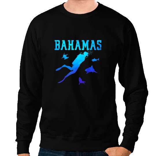 Ocean Shark Scubas BAHAMAS Beach Vacation Trip Sharks Scubas Diving Snorkeling Sweatshirts