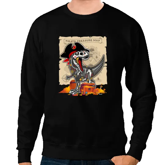 Dinosaur Dino Pirate T Rex Pirate Treasure Map Mamasaurus Dinosaur Pirate Sweatshirts