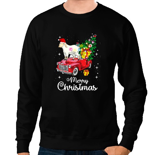 Sheep Lamb Ride Red Truck Christmas Pajama Funny xmass Animal 234 Ewe Sheeps Sweatshirts