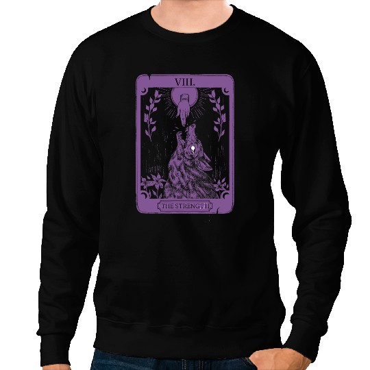 wolfs Lover Occult Tarot Card Strength of wolfs Design Dark Witchcraft Sweatshirts