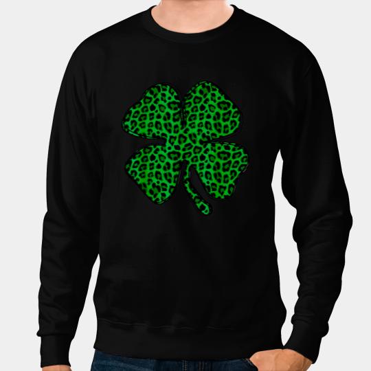 Shamrock Leopard Plaid Cute Cheetah St Patricks Day Sweatshirts
