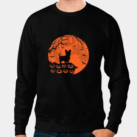 Yorkie Dog And Moon Halloween Costume Funny Dog Lover Sweatshirts