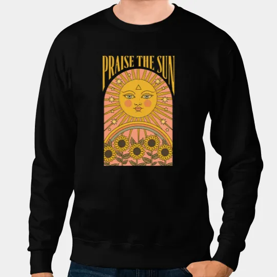 Praise The Sun Face vintages Sun Flower Aesthetic Sweatshirts