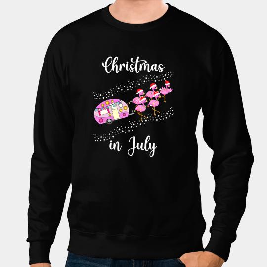 Pink Flamingo Funny Flamingo Pink Retro Camping Car Christmas In July Tee Flamingos Sweatshirts