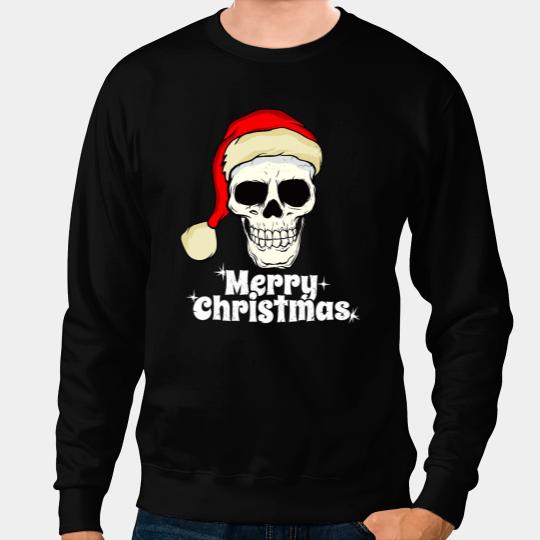 Rock and Roll Skull Santa Merry Christmas Funny Rock Music Sweatshirts