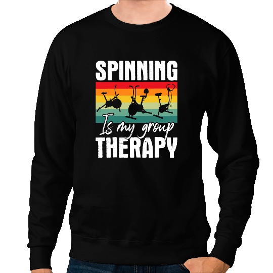 Motocross Biker Spinning Is My Group Therapy Indoor Bike Cyclist Fitness Sweatshirts