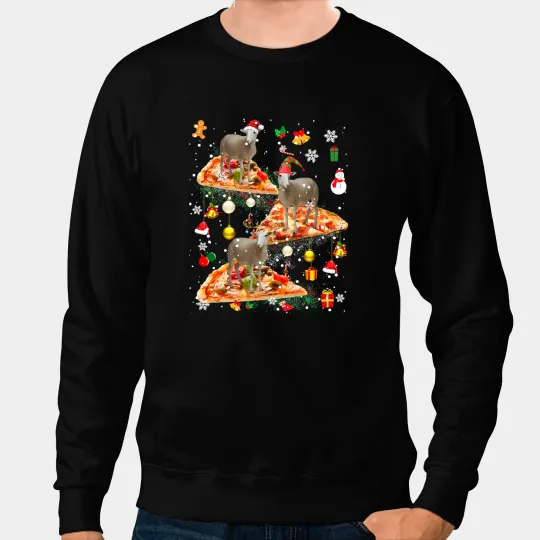 Sheep Lamb Santa Reindeer Elf Sheep Riding Pizza xmass Galaxy Farmer 254 Ewe Sheeps Sweatshirts