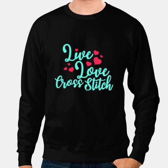 Womens Live Love Cross Stitch Sweatshirts