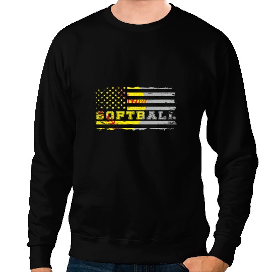Softball Gift American Flag Softball Team 126 Sweatshirts