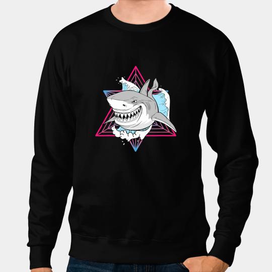 Ocean Shark White Shark in the Sea Sea Life Retro White Shark Sweatshirts