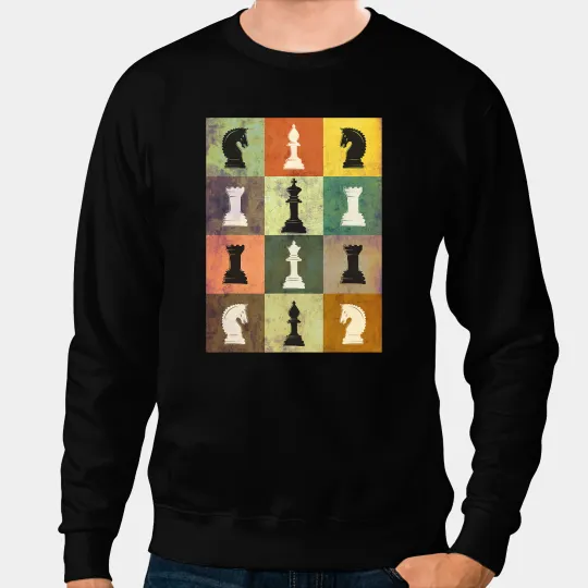 vintages Chess Pieces Chess King Queen Sweatshirts