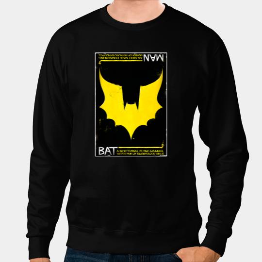 WB100 DC Comics Batman Classic Distressed Bat Info Card Sweatshirts