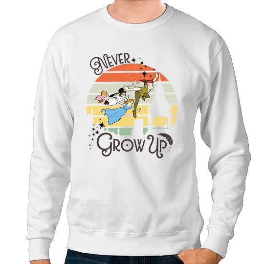 Never grow up vintage Disney Sweatshirts, Peter Pan Vintage retro Sweatshirts, Disney trip 2023 Sweatshirts