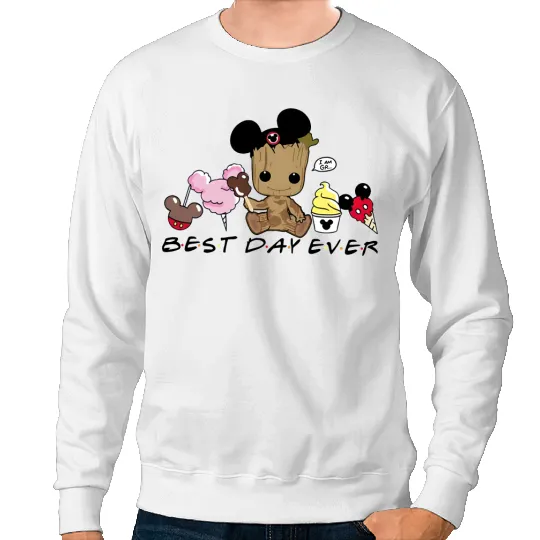 Groot Best day ever Sweatshirts, Disney snacks Sweatshirts, Cute Baby Groot Disney trip Sweatshirts, Disney world