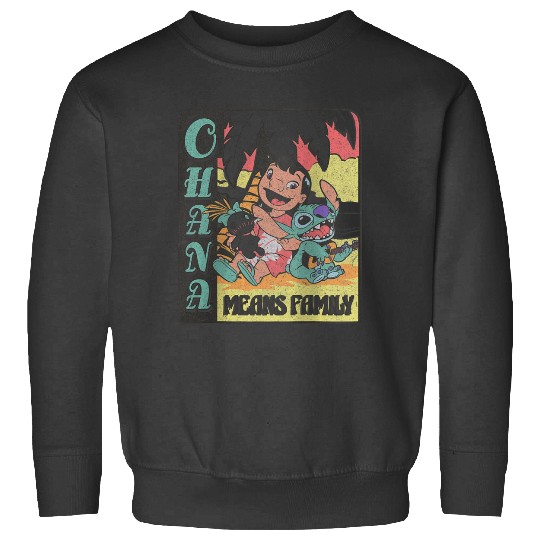 Disney Lilo Stitch Aloha Means Family Chest Retro Poster Sweatshirts