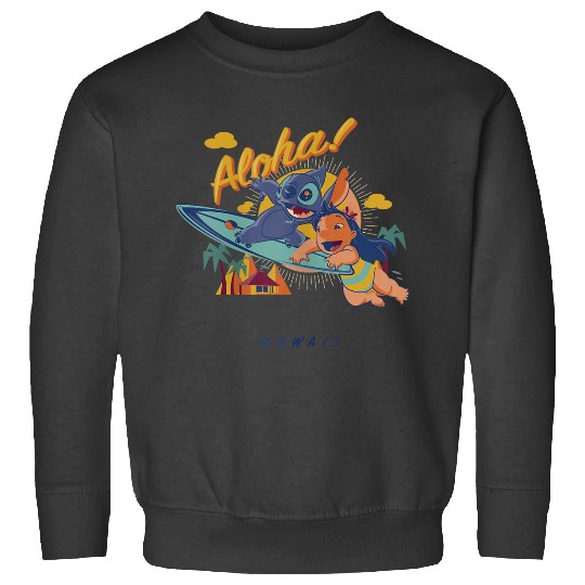 Disney Lilo Stitch Aloha Enjoying Summer Surfing Portrait Sweatshirts