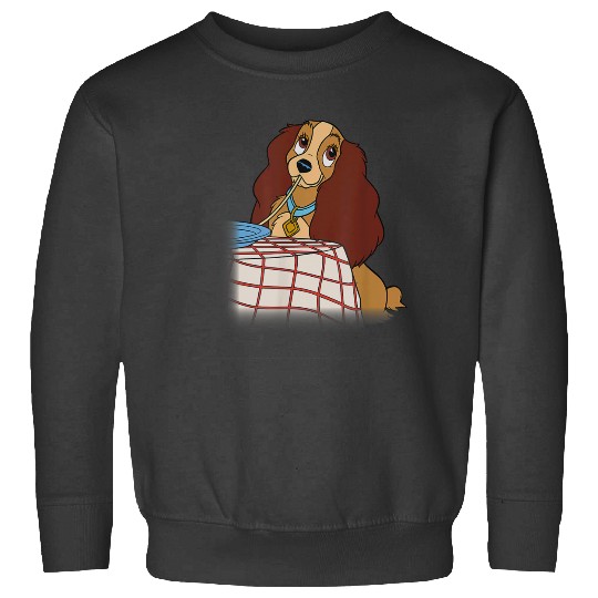 Disneyss Lady And The Tramp Iconic Spaghetti Scene Lady Side Sweatshirts