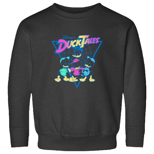 Disney DuckTales  Neon Outlines Group Shot Distressed Sweatshirts