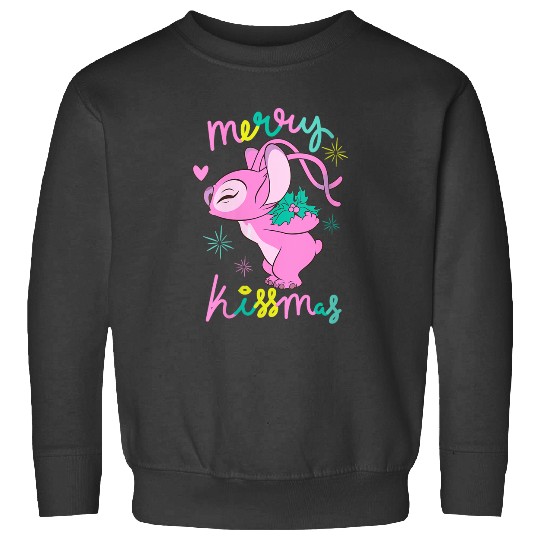 Disneyss Lilo Stitch Christmas Angel Merry Kisssmas Mistletoe Sweatshirts