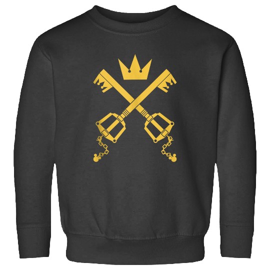 Disneyss Kingdom Hearts Crowned Crossed Keyblades Chest Logo Sweatshirts