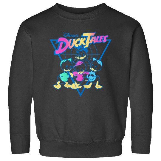 Disney Ducktales Neon Outlines Group Shot Distressed Sweatshirts