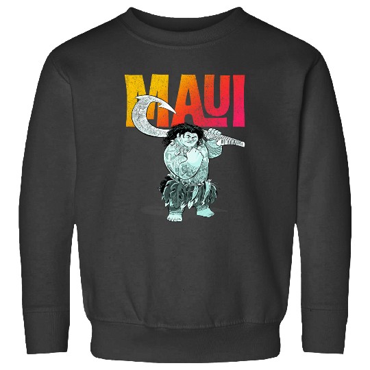 Disney Moana Maui Gradient Text Tough Pose Portrait Sweatshirts