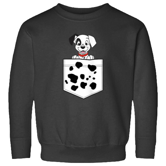 Disneyss 101 Dalmatians Patch Puppy Dotted Pocket Logo Sweatshirts