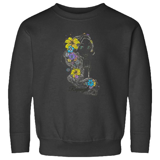 Disney Tangled Rapunzel Floral Sketch Portrait Sweatshirts