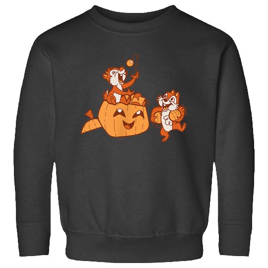 Disneyss Chip N Dale Halloween Pumpkin Bucket Corner Art Sweatshirts