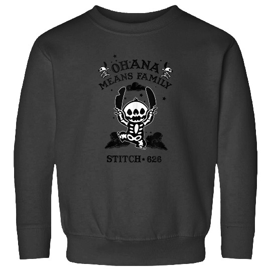 Disneyss Lilo Stitch Halloween Ohana Means Family Skeletonss Sweatshirts