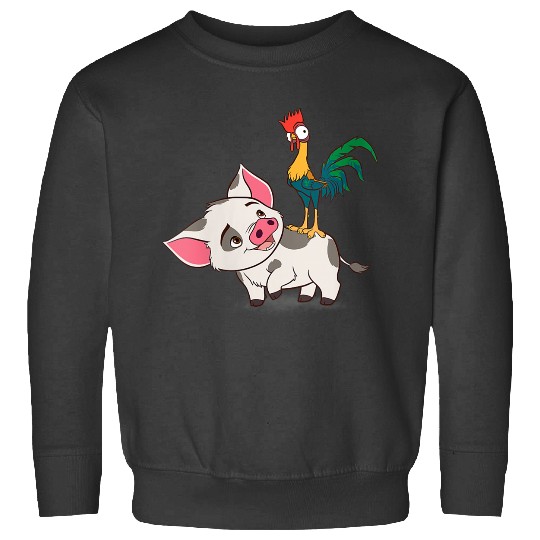 Disneyss Moana Pua And Hei Hei Having Fun Big Chest Portrait Sweatshirts