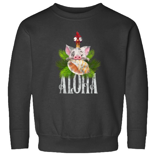 Disneyss Moana Aloha Pua And Hei Hei Distressed Tropical Logo Sweatshirts
