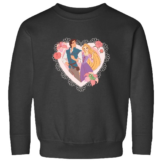 Disney Princess Rapunzel Flynn Rider Valentines Day Heart Sweatshirts