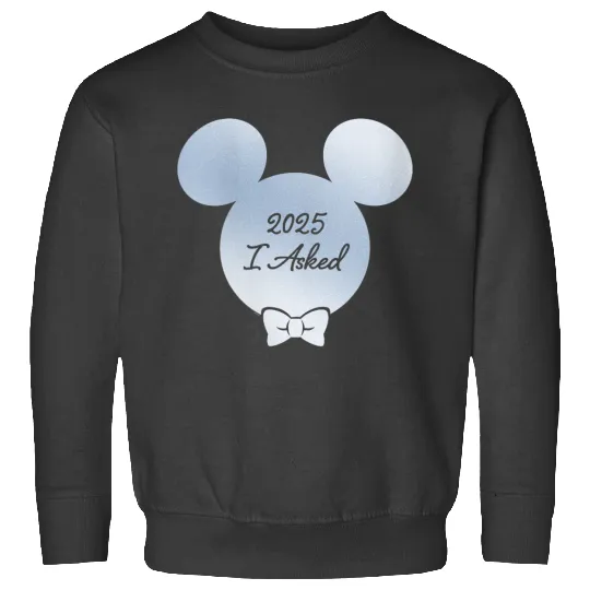Womens Disney I Asked Proposal Engagement Bow Tie Groom Mickey 25 Sweatshirts