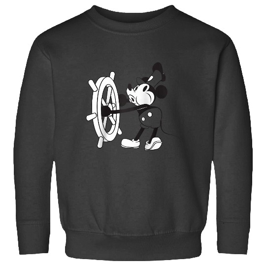 Disney Steamboats Willie Mickey Vintages Big Chest Portrait Raglan Baseball Tee Sweatshirts