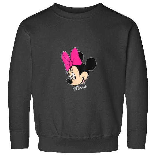 Womens Disney Mickey And Friends Minnie Mouse Big Face V-Neck T-Shirt Sweatshirts