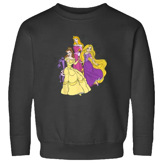 Disney Princess Belle Aurora and Rapunzel Hearts Sweatshirts