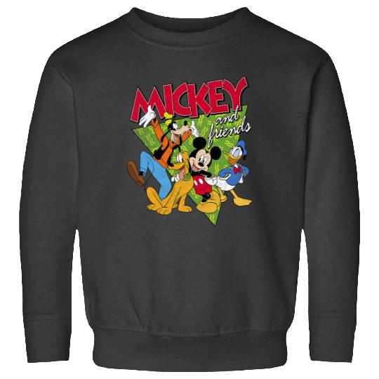 Disney Mickey And Friends Group Shot Patterned Portrait Sweatshirts