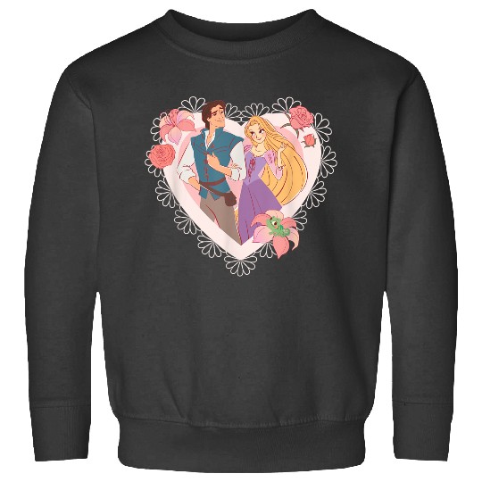 Disneyss Princess Rapunzel Flynn Rider Valentines Day Heart Sweatshirts