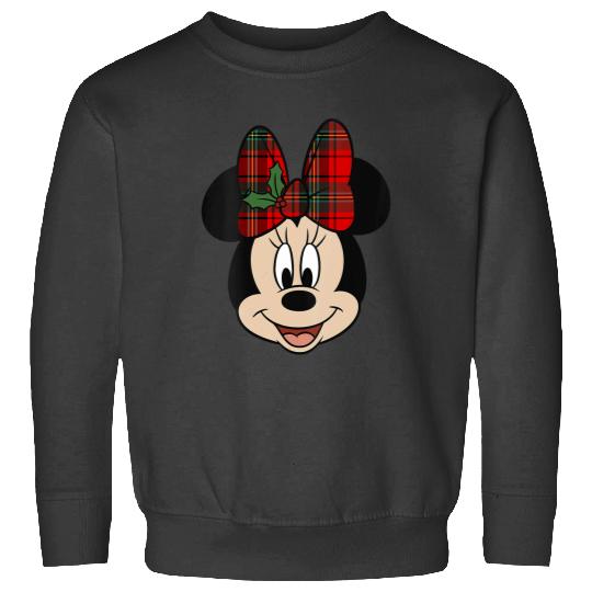 Womens Disney Mickey And Friends Christmas Minnie Mistletoe Bow VNeck Sweatshirts