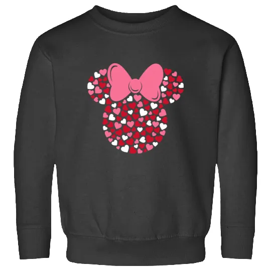 Disney Minnie Mouse Icon Pink Hearts Valentines Day Long Sleeve Sweatshirts