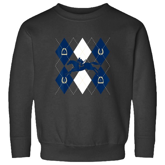 Disney Mickey Mouse Horse Racing Silhouette Argyle Pattern Sweatshirts