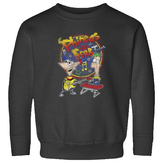Disney Phineas And Ferb-Tones Distressed Band Logo Sweatshirts